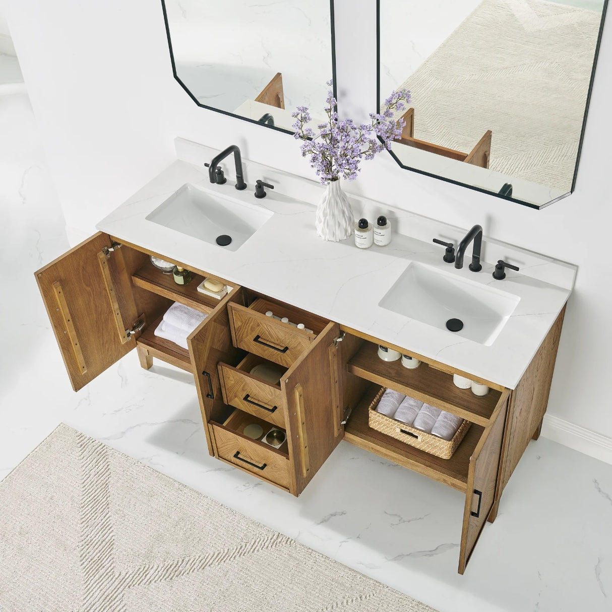 Driftwood Series 72" Double Bathroom Vanity