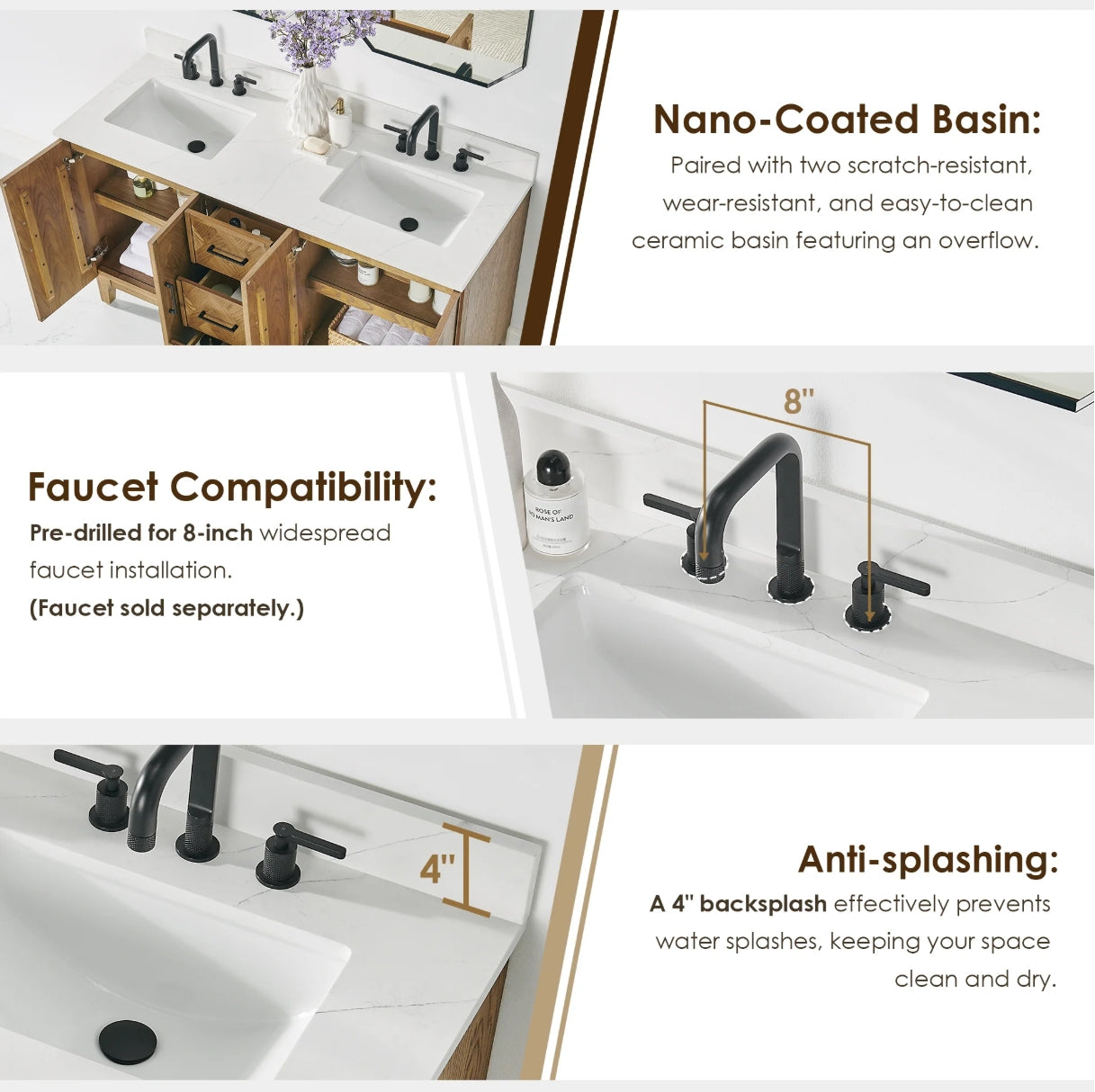 Driftwood Series 72" Double Bathroom Vanity