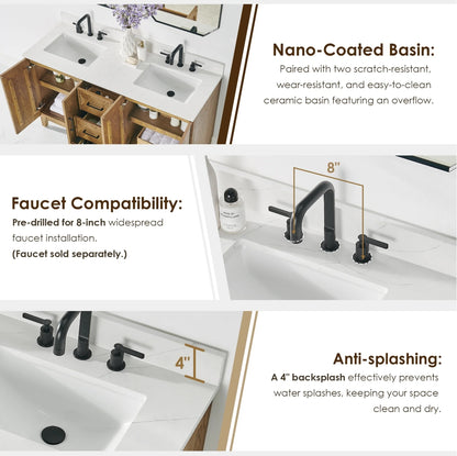 Driftwood Series 72" Double Bathroom Vanity