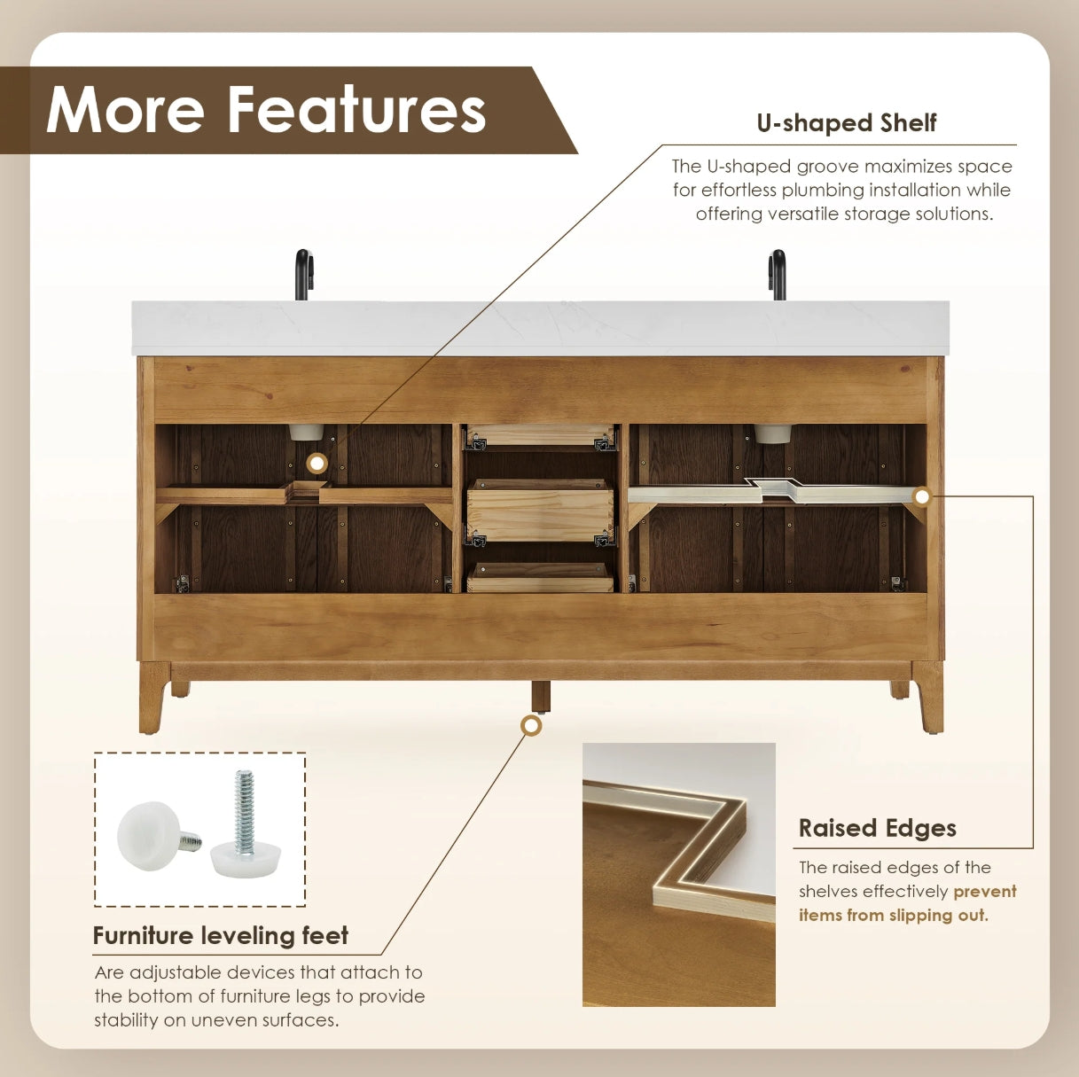 Driftwood Series 72" Double Bathroom Vanity