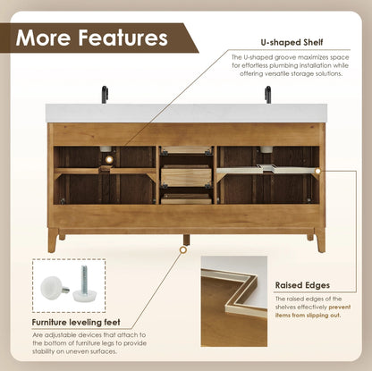 Driftwood Series 72" Double Bathroom Vanity