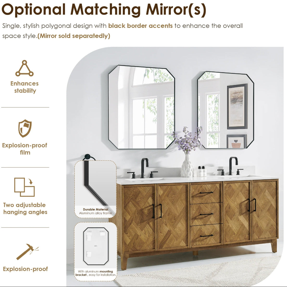 Driftwood Series 72" Double Bathroom Vanity