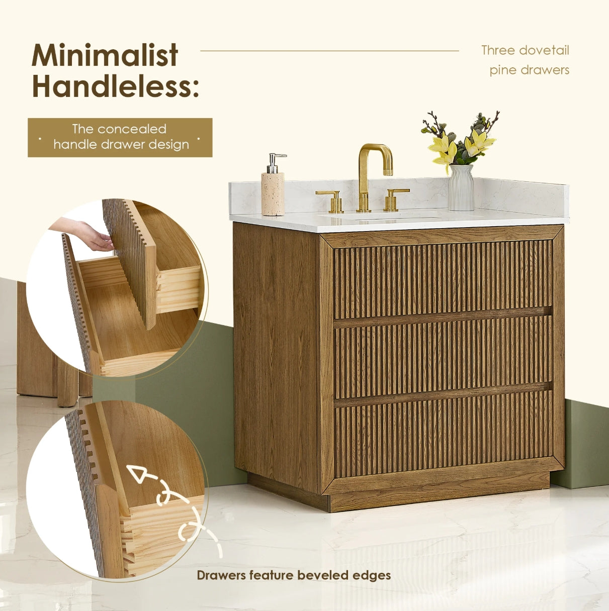Aspen 36" Brown Single Bathroom Vanity