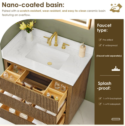 Aspen 36" Brown Single Bathroom Vanity