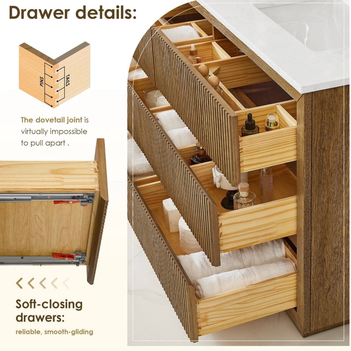 Aspen 36" Brown Single Bathroom Vanity