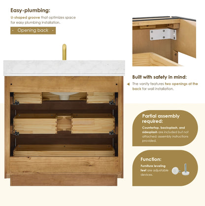 Aspen 36" Brown Single Bathroom Vanity