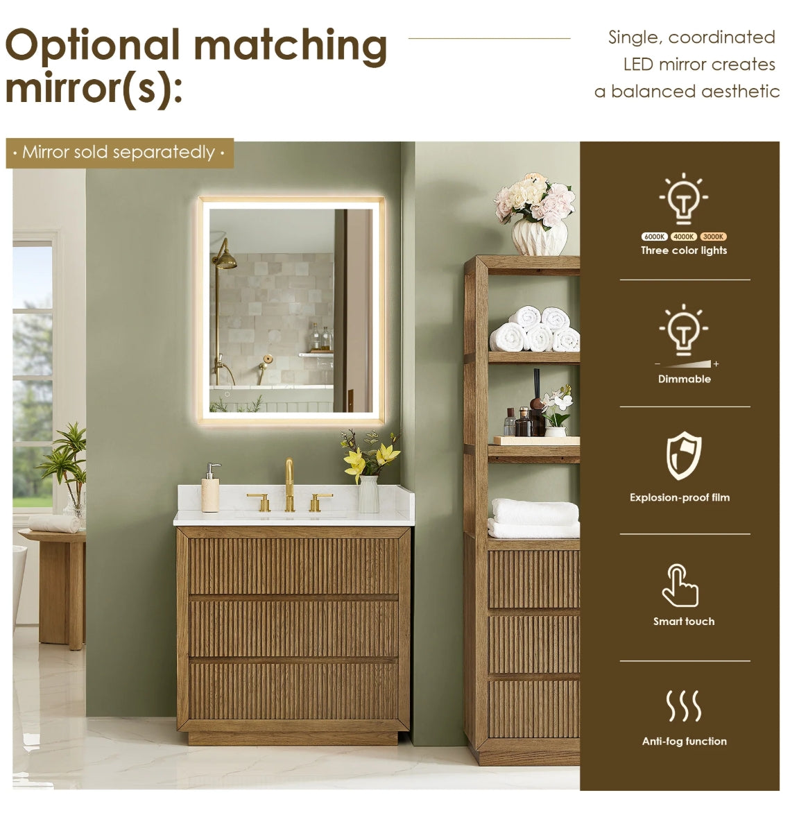 Aspen 36" Brown Single Bathroom Vanity