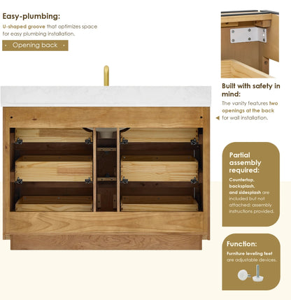 Aspen 48" Brown Single Bathroom Vanity