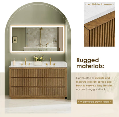 Aspen 60" Brown Double Bathroom Vanity