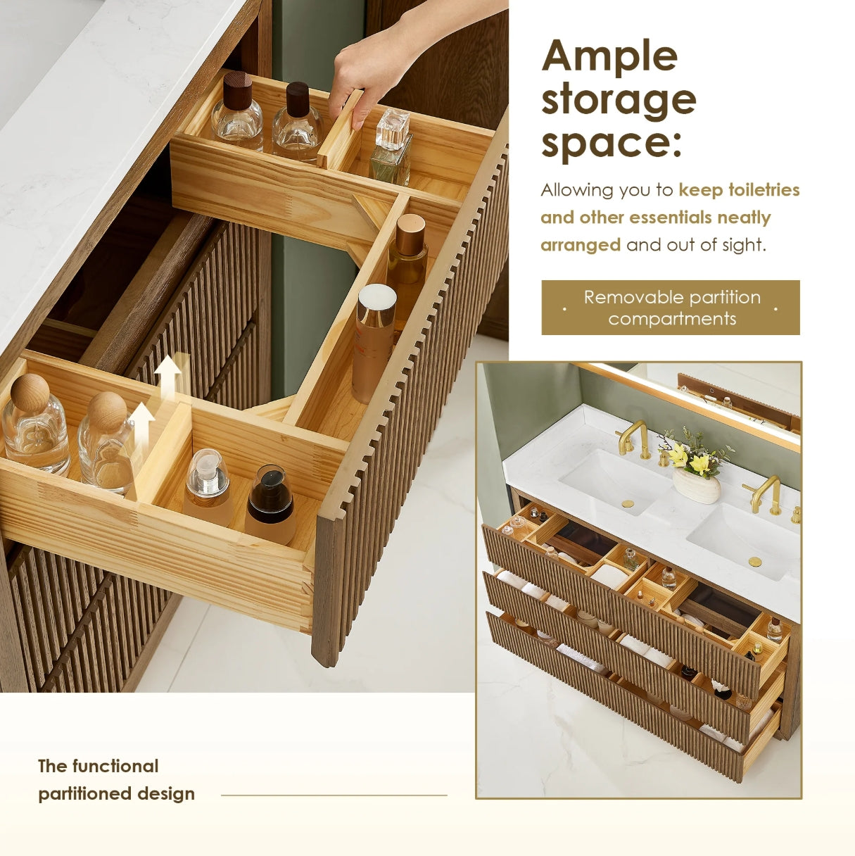 Aspen 60" Brown Double Bathroom Vanity