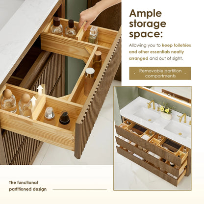 Aspen 60" Brown Double Bathroom Vanity