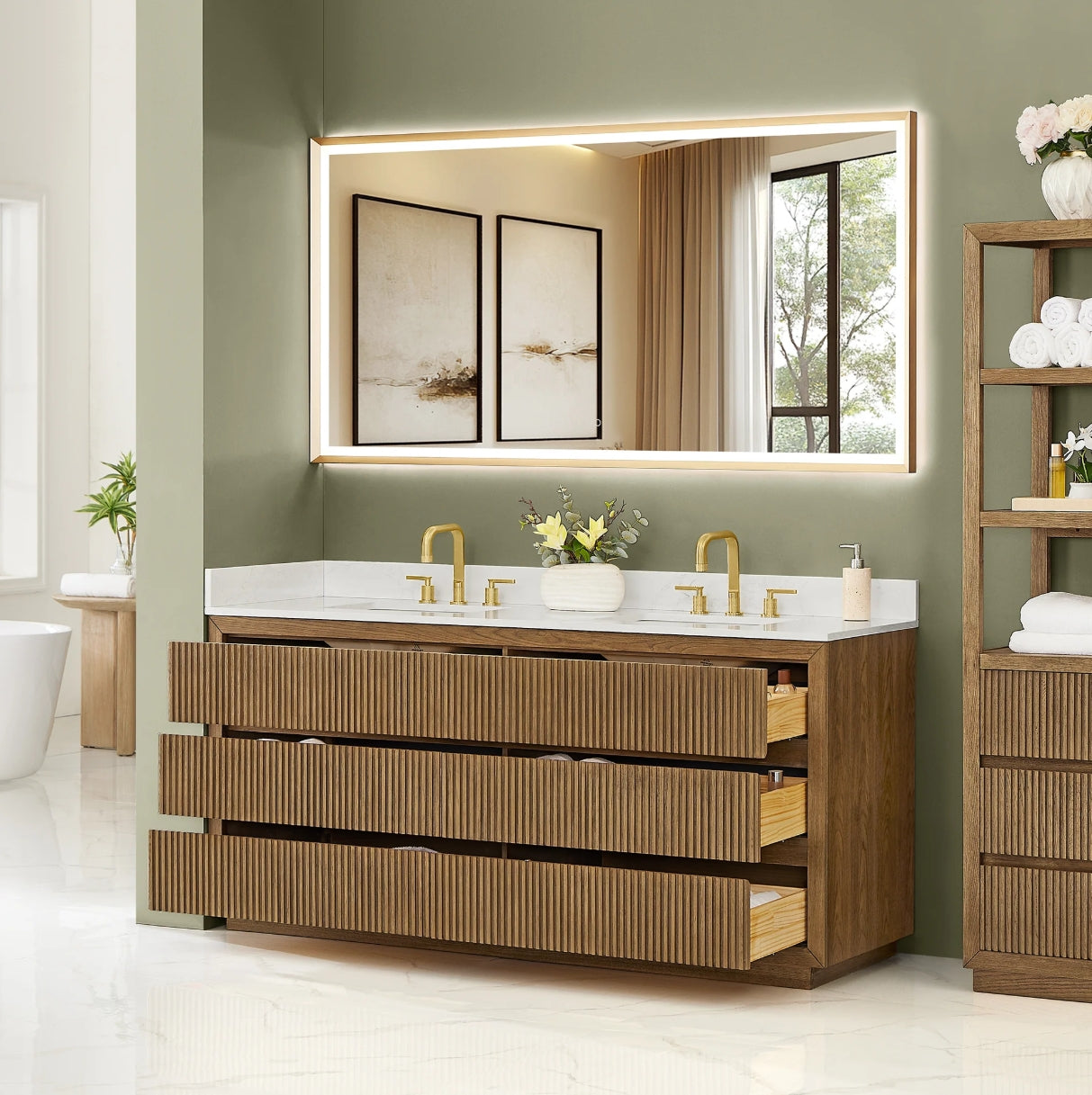Aspen 72" Brown Double Bathroom Vanity