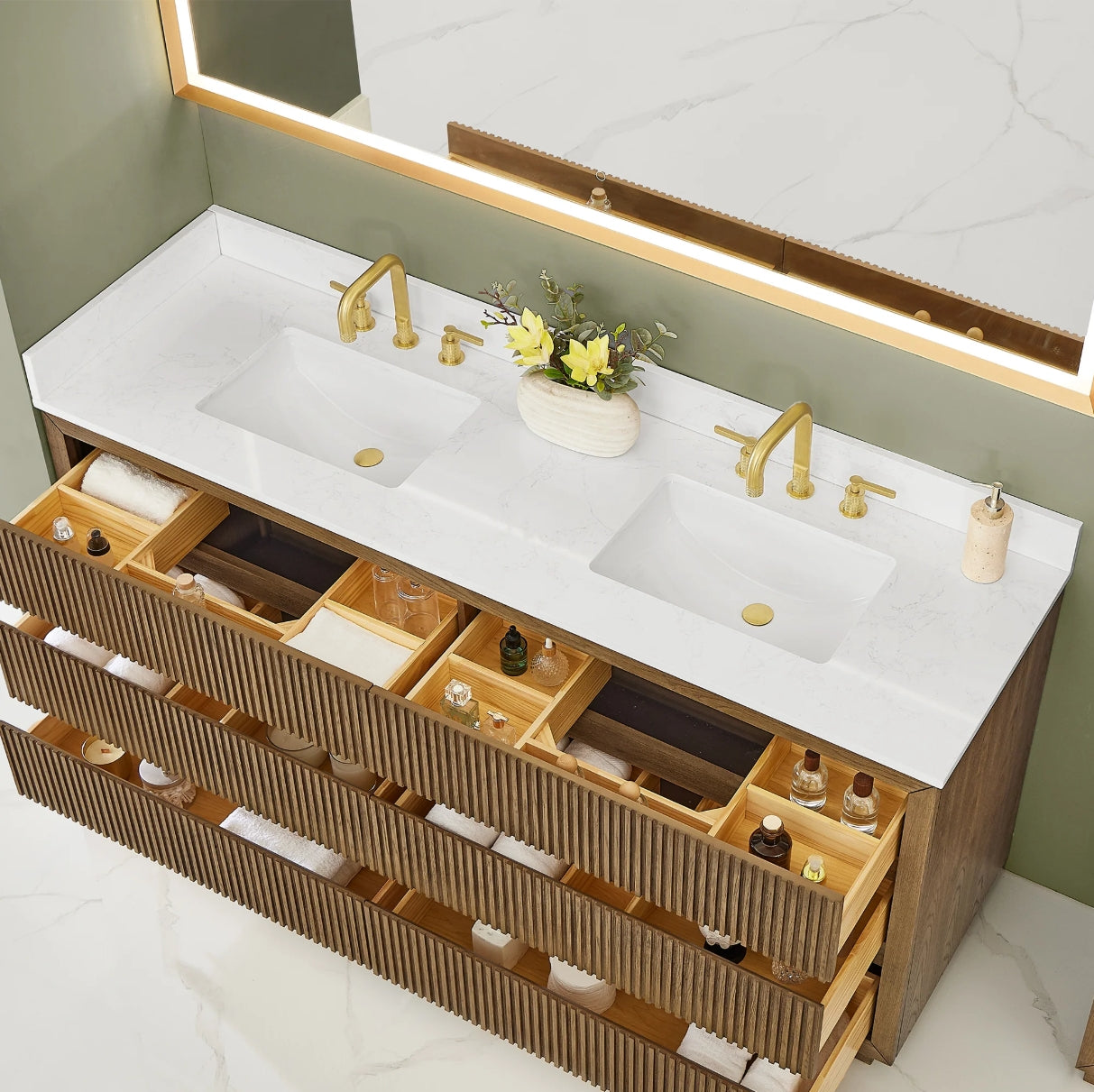 Aspen 72" Brown Double Bathroom Vanity