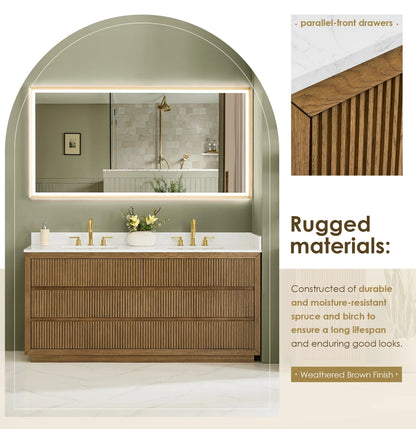 Aspen 72" Brown Double Bathroom Vanity