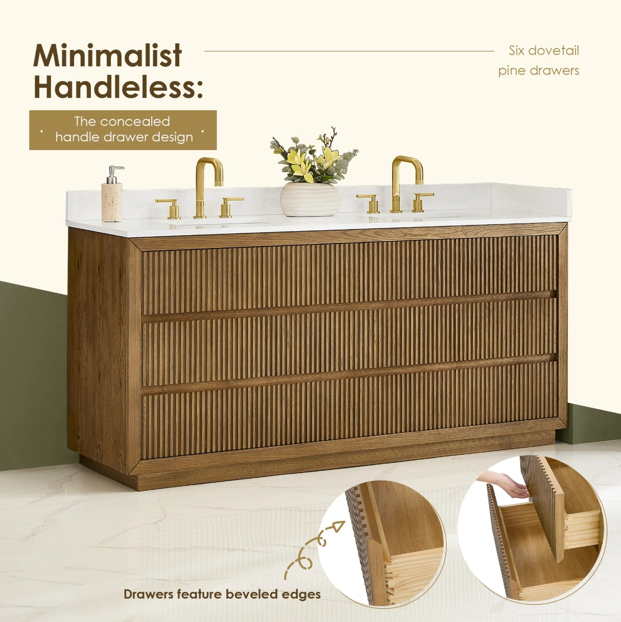 Aspen 72" Brown Double Bathroom Vanity