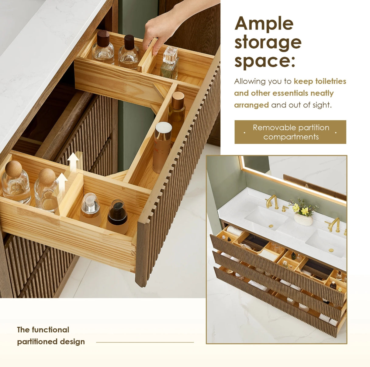 Aspen 72" Brown Double Bathroom Vanity