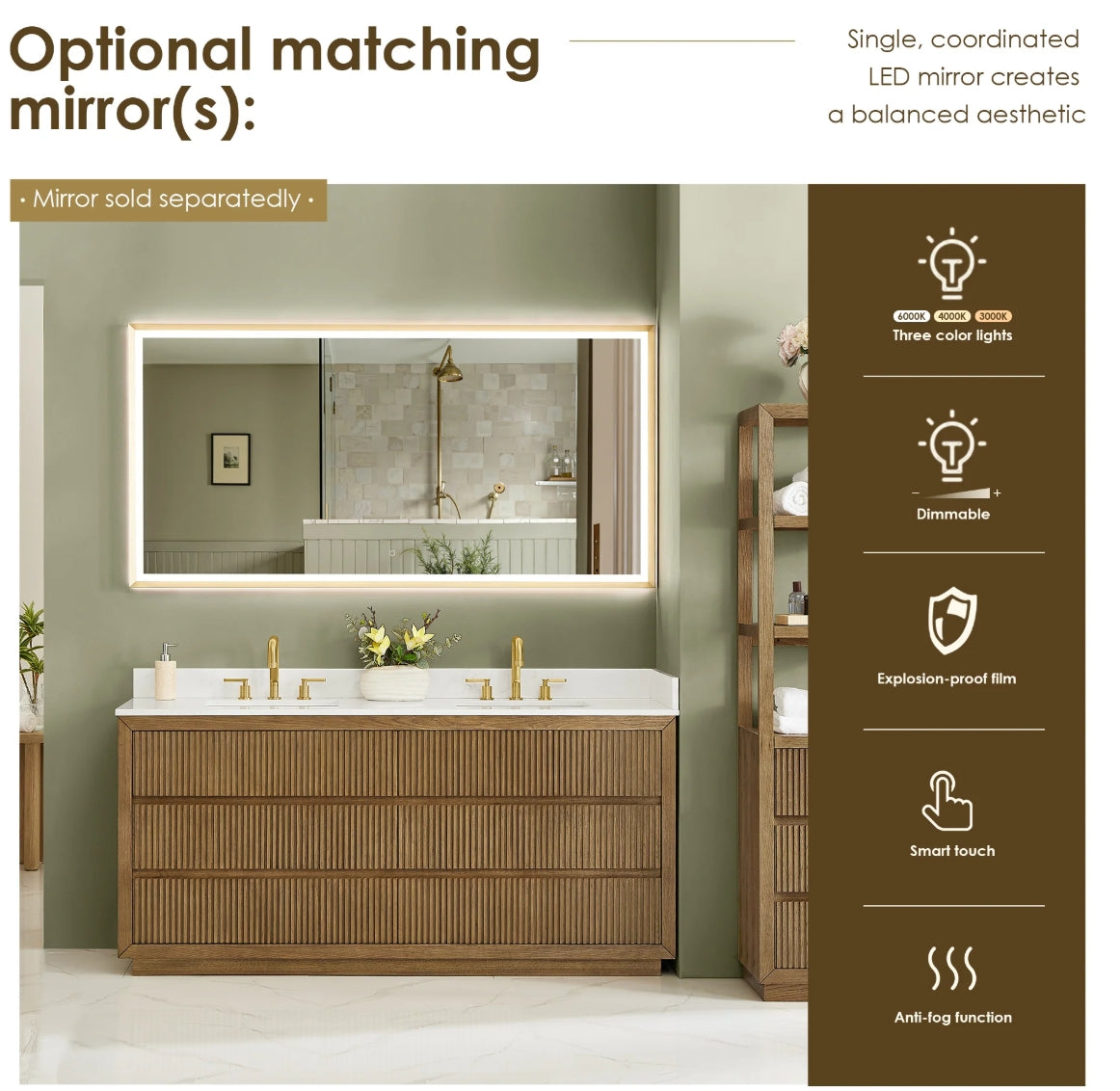 Aspen 72" Brown Double Bathroom Vanity