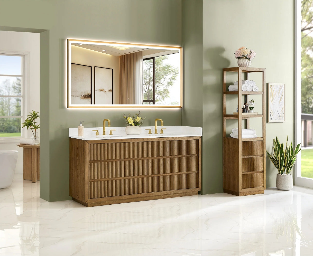 Aspen 72" Brown Double Bathroom Vanity