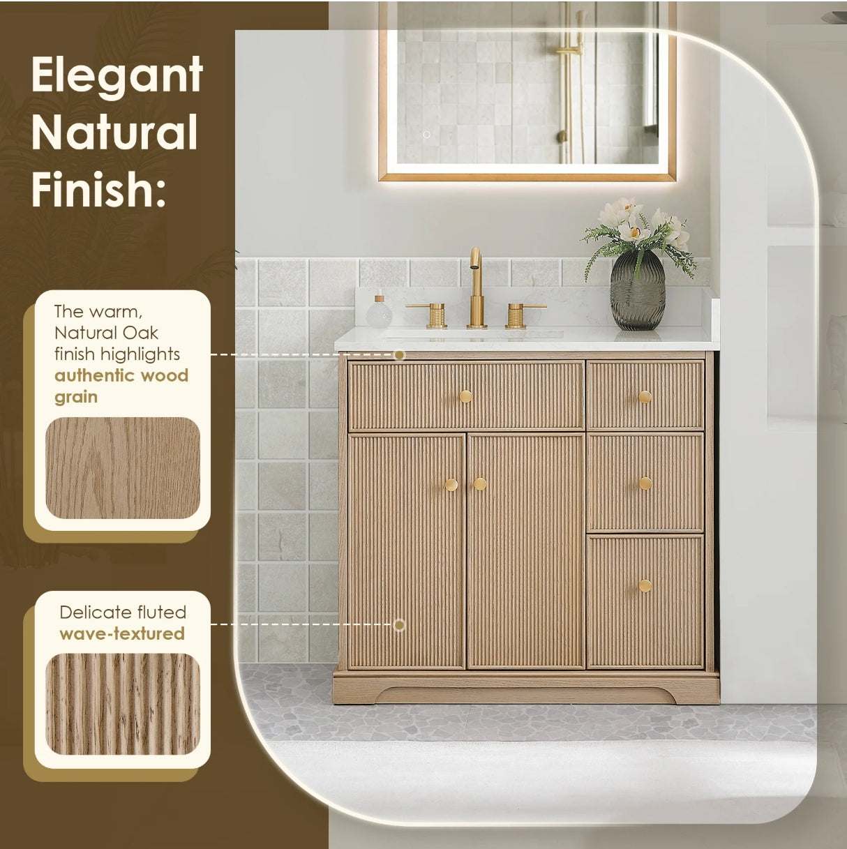Oakmont Series 36" Natural Oak Single Bathroom Vanity
