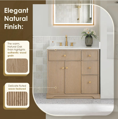 Oakmont Series 36" Natural Oak Single Bathroom Vanity