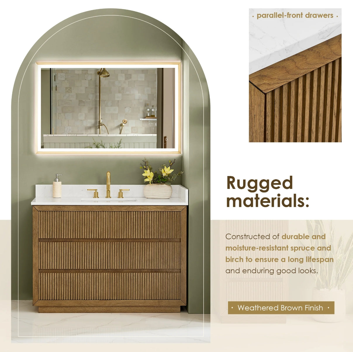Aspen 48" Brown Single Bathroom Vanity