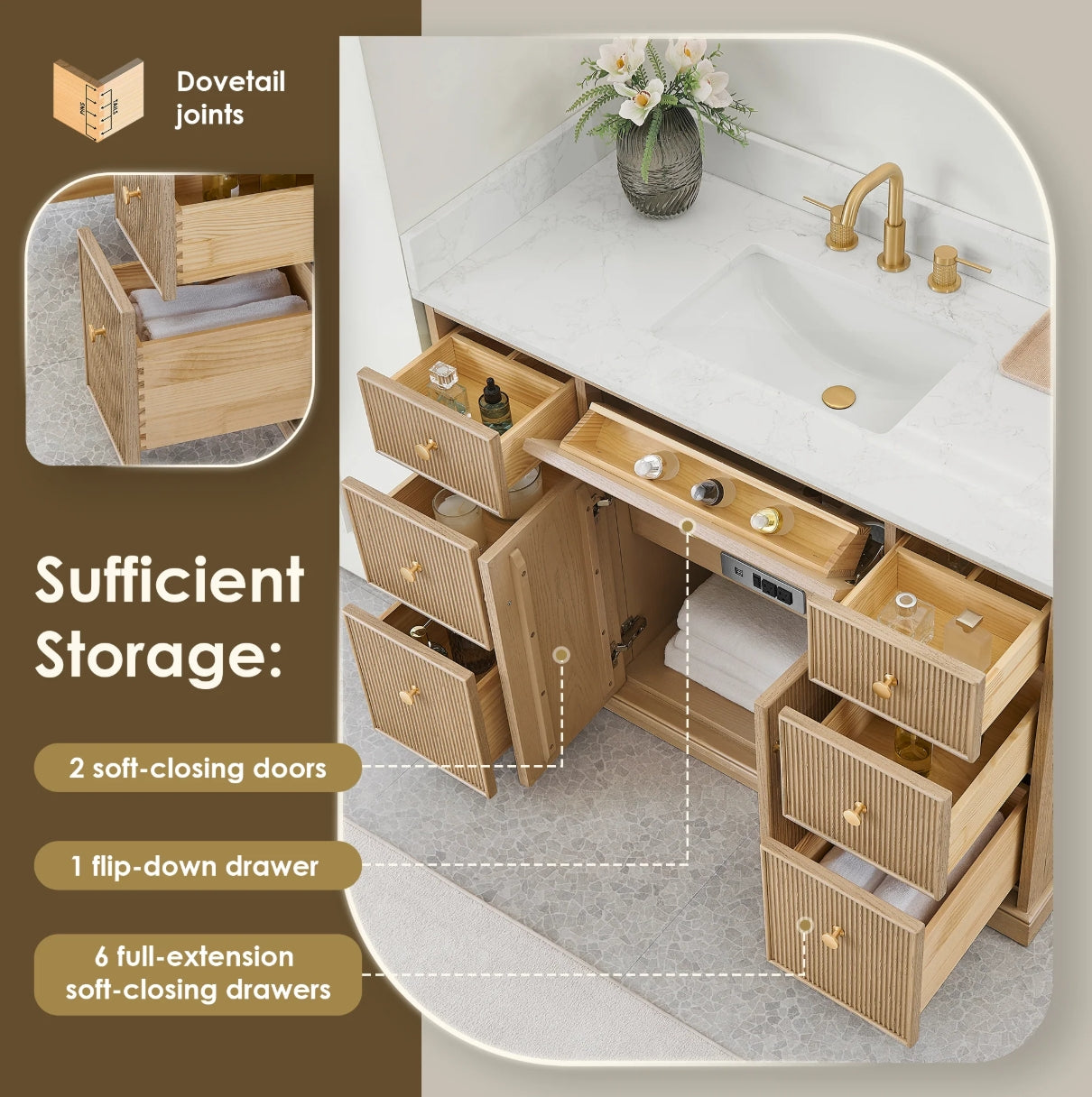 Oakmont Series 48" Natural Oak Single Bathroom Vanity