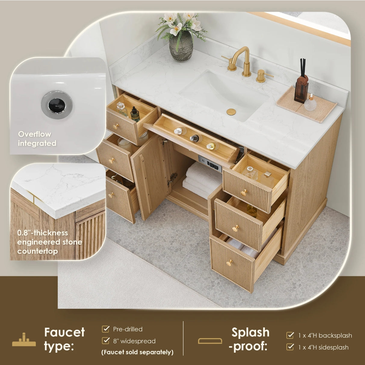 Oakmont Series 48" Natural Oak Single Bathroom Vanity