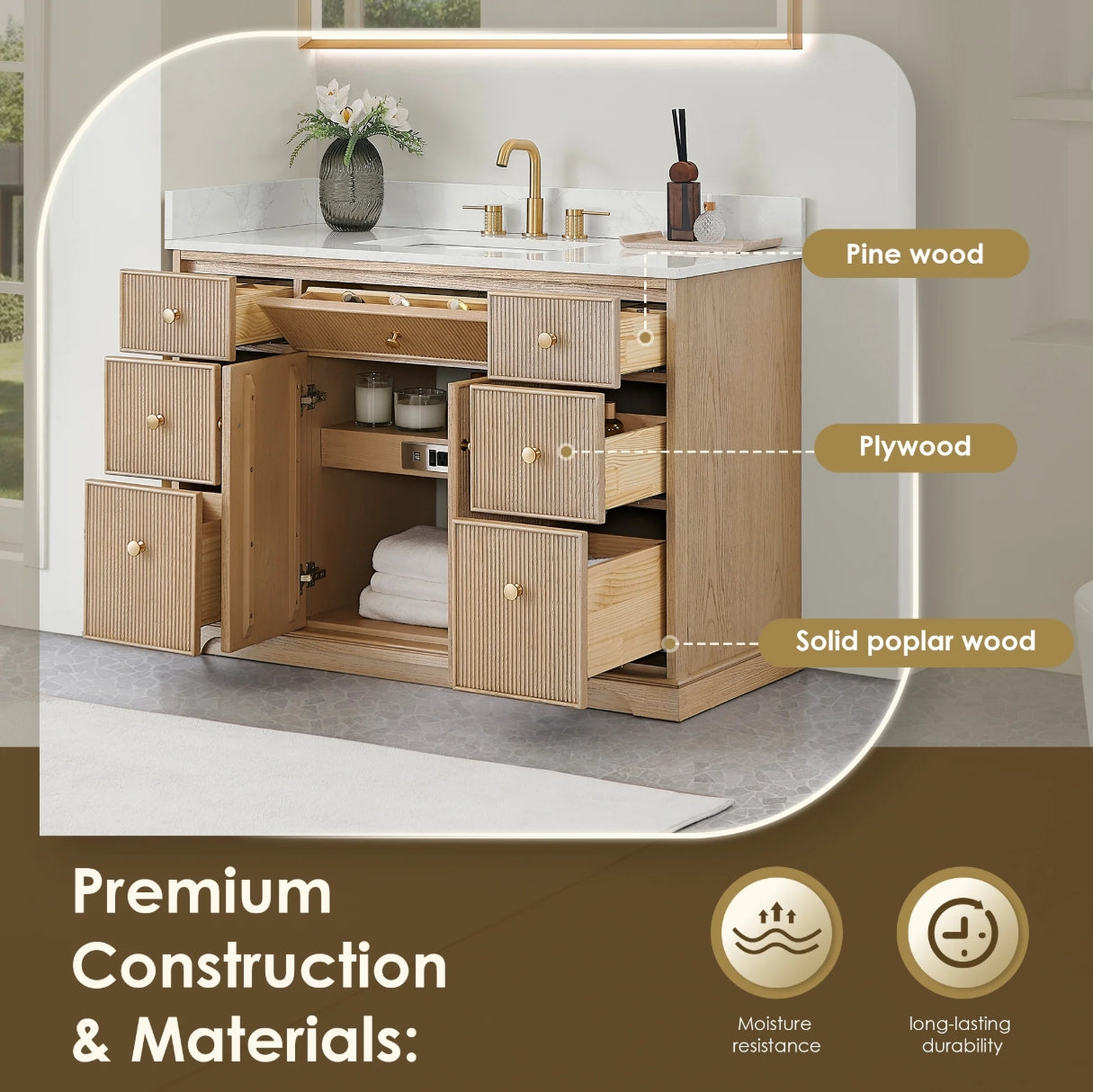 Oakmont Series 48" Natural Oak Single Bathroom Vanity
