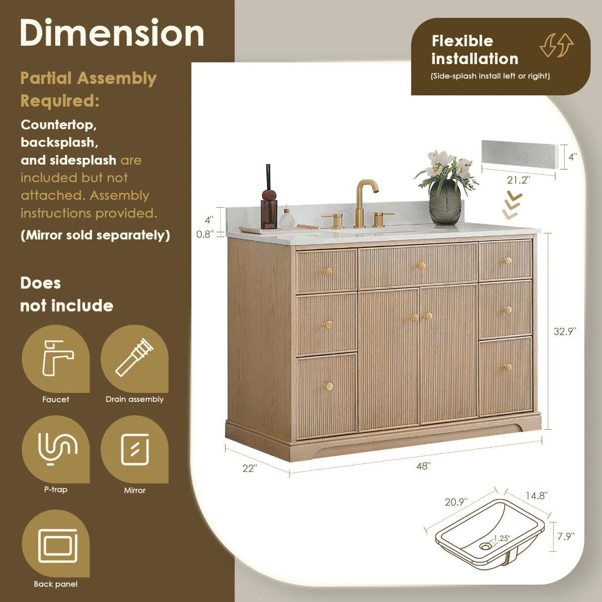 Oakmont Series 48" Natural Oak Single Bathroom Vanity