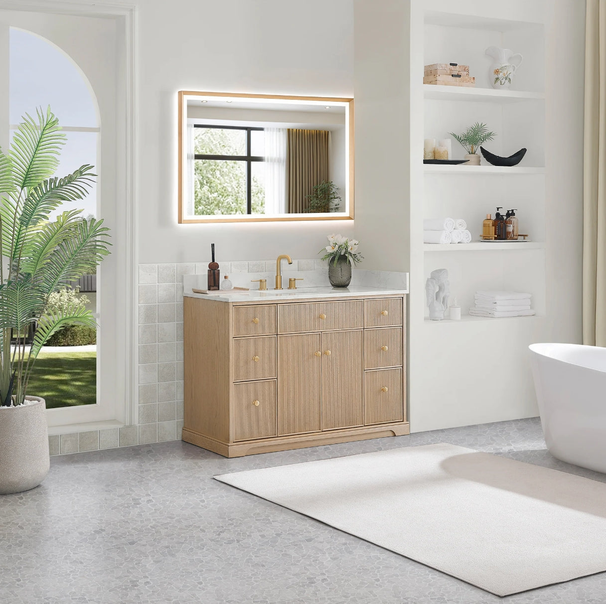 Oakmont Series 60" Natural Oak Double Bathroom Vanity