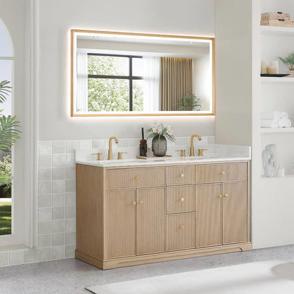 Oakmont Series 60" Natural Oak Double Bathroom Vanity