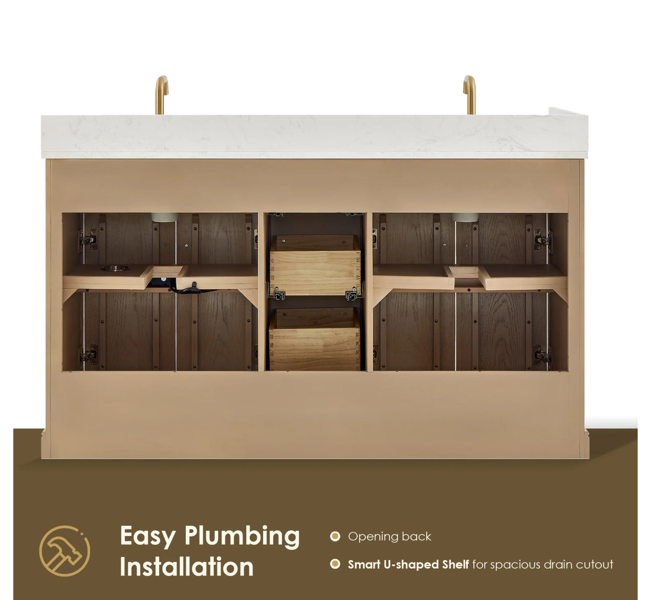 Oakmont Series 60" Natural Oak Double Bathroom Vanity
