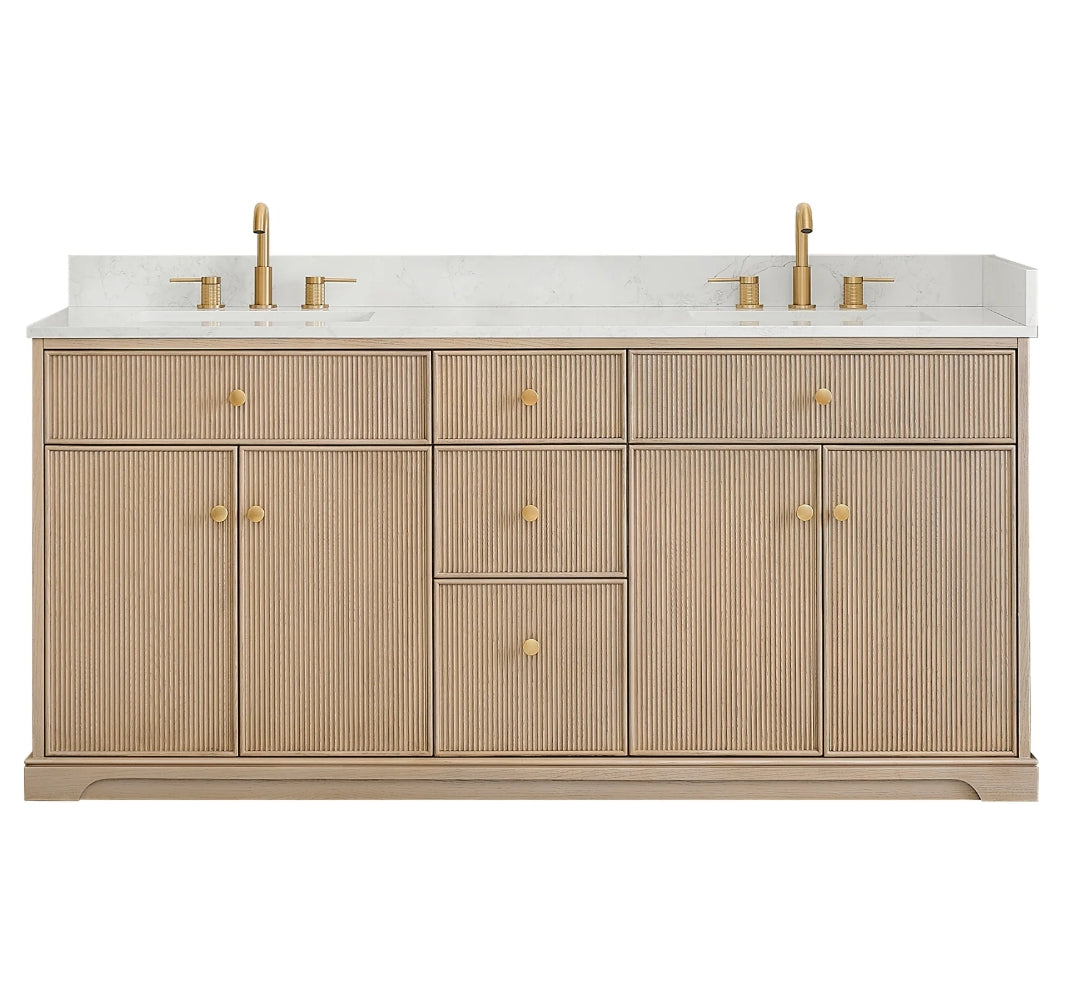 Oakmont Series 72" Natural Oak Double Bathroom Vanity