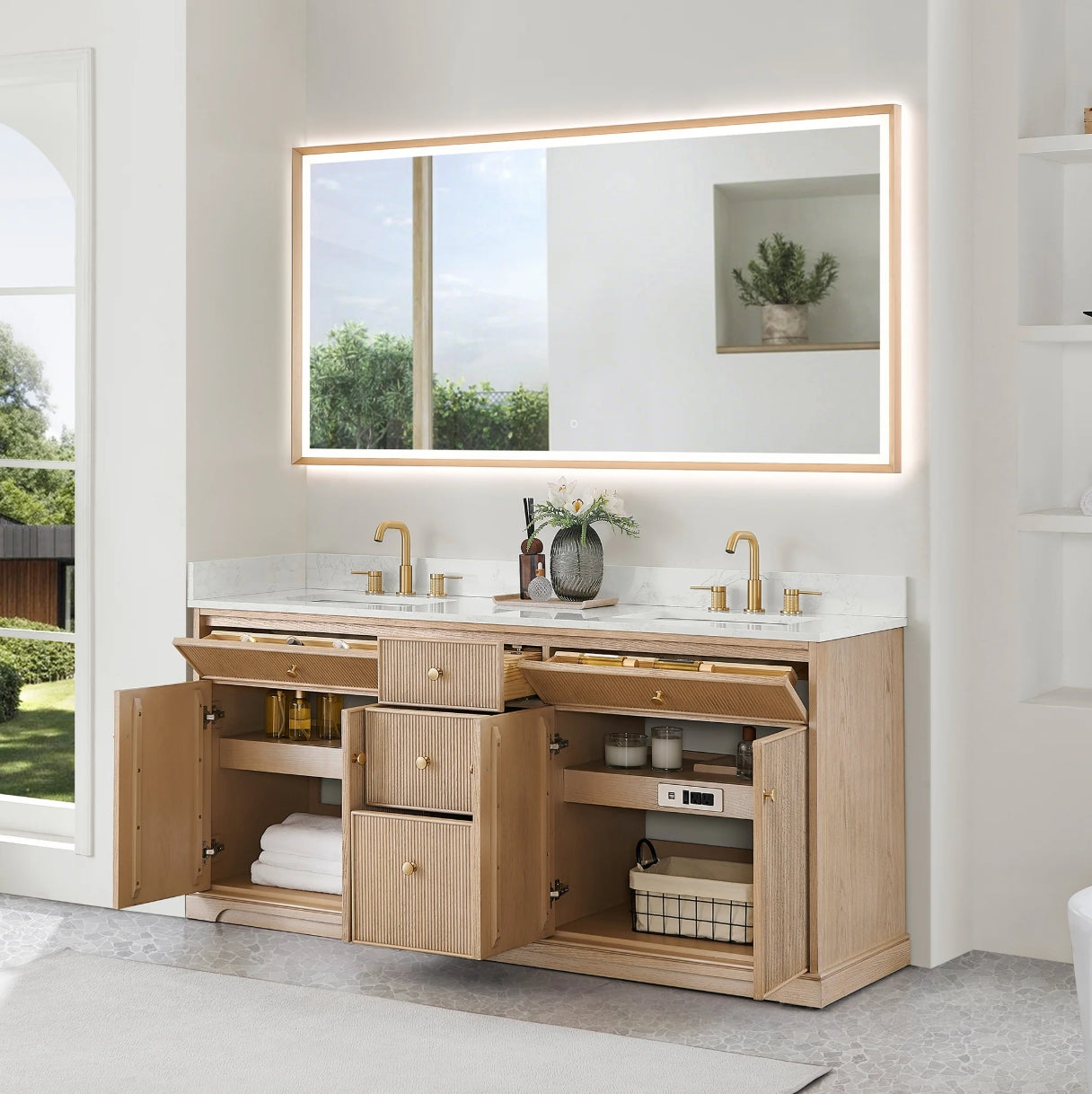 Oakmont Series 72" Natural Oak Double Bathroom Vanity