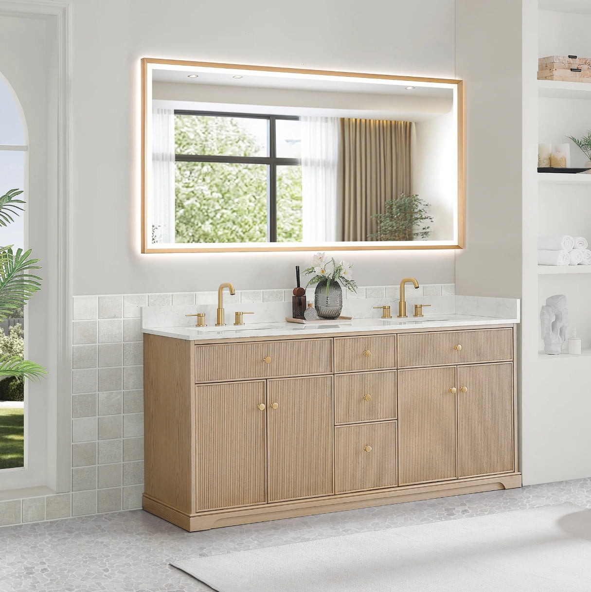 Oakmont Series 72" Natural Oak Double Bathroom Vanity