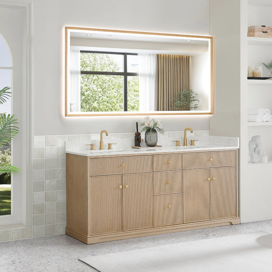 Oakmont Series 72" Natural Oak Double Bathroom Vanity