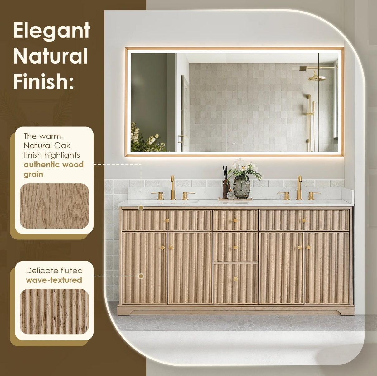 Oakmont Series 72" Natural Oak Double Bathroom Vanity