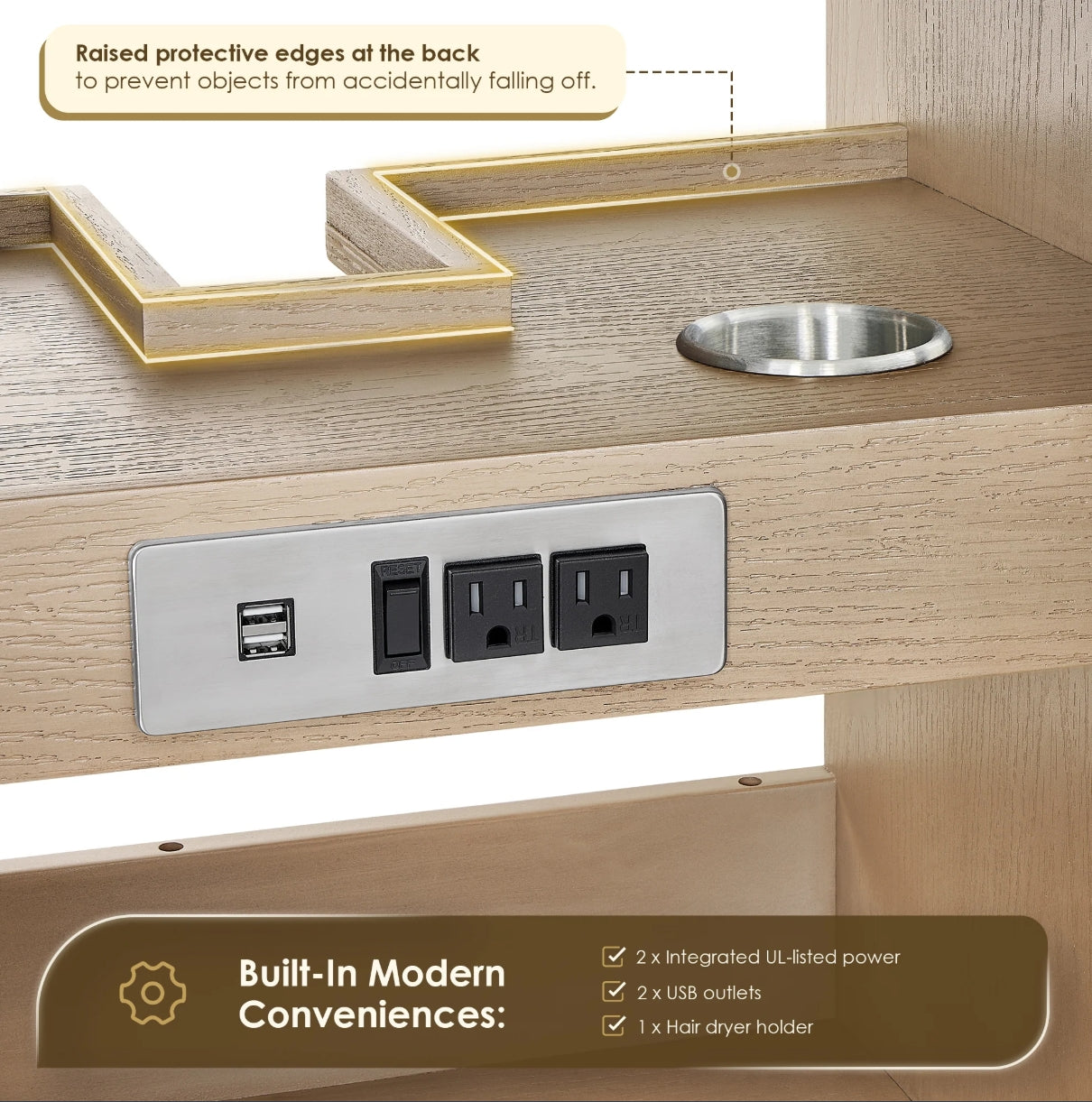 Oakmont Series 72" Natural Oak Double Bathroom Vanity