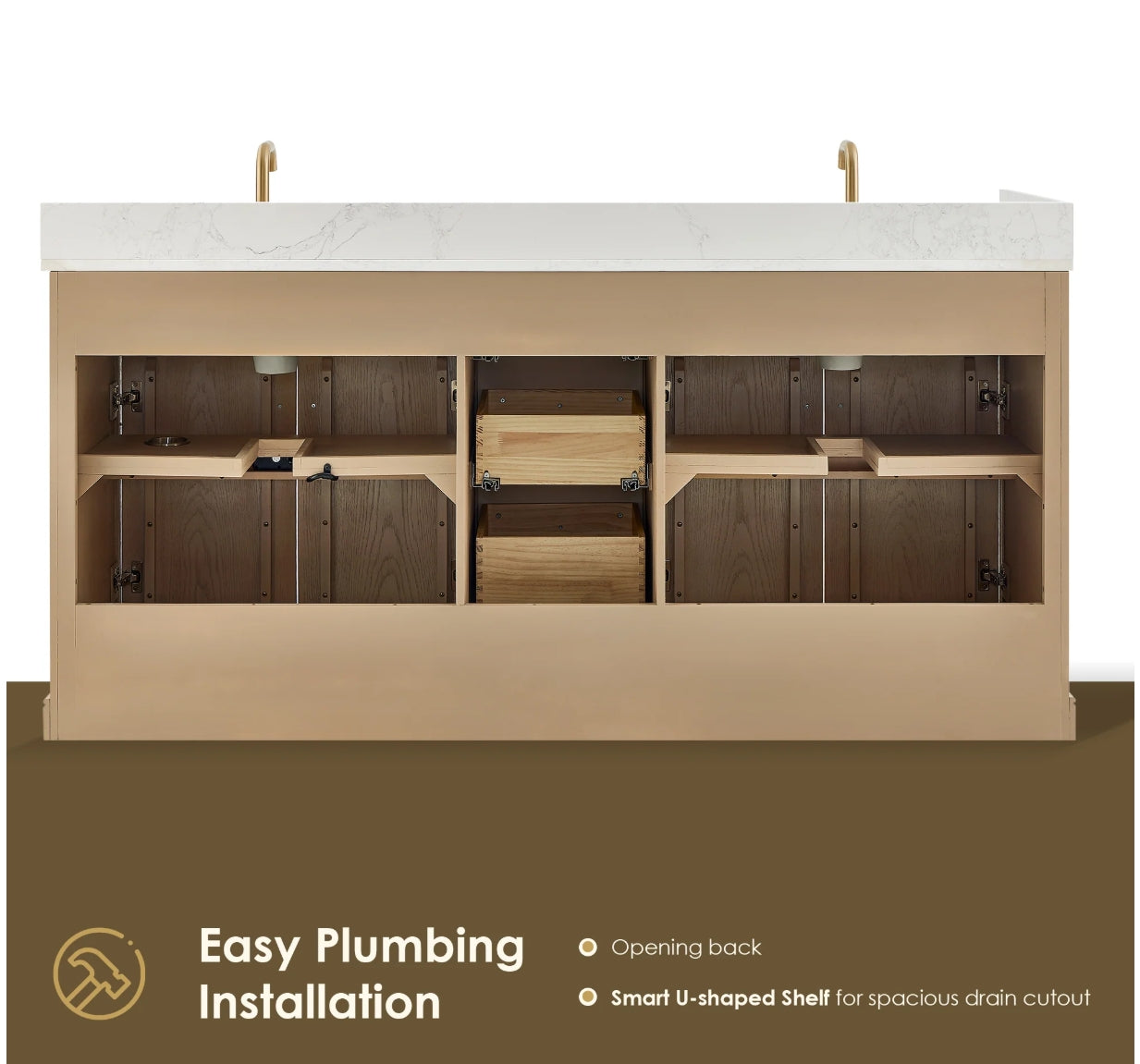 Oakmont Series 72" Natural Oak Double Bathroom Vanity