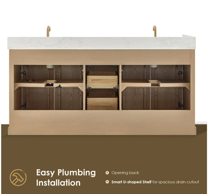 Oakmont Series 72" Natural Oak Double Bathroom Vanity