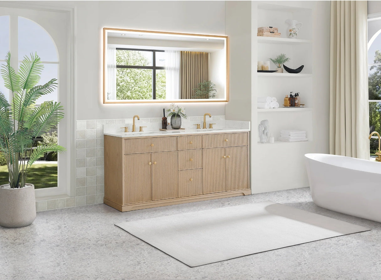Oakmont Series 72" Natural Oak Double Bathroom Vanity