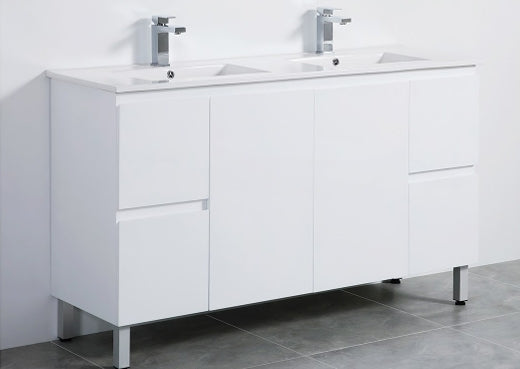 Winston Double Sink Bathroom Vanity with Ceramic Countertop & Legs