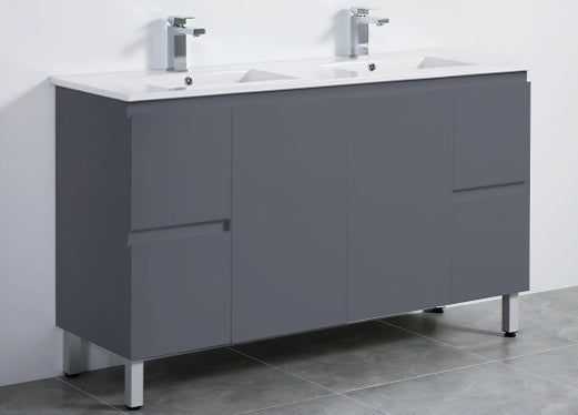 Winston Double Sink Bathroom Vanity with Ceramic Countertop & Legs