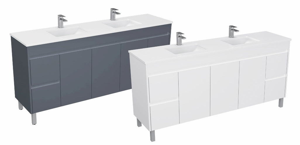 Winston 72" Double Sink Bathroom Vanity with Ceramic Countertop & Legs